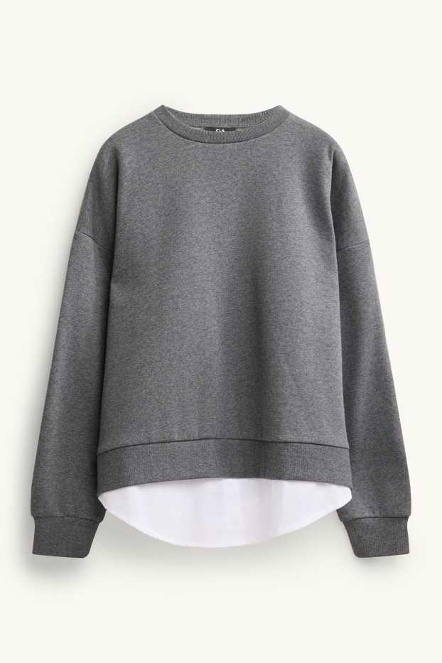 Femmes - Sweat - look 2-en-1 - gris chiné