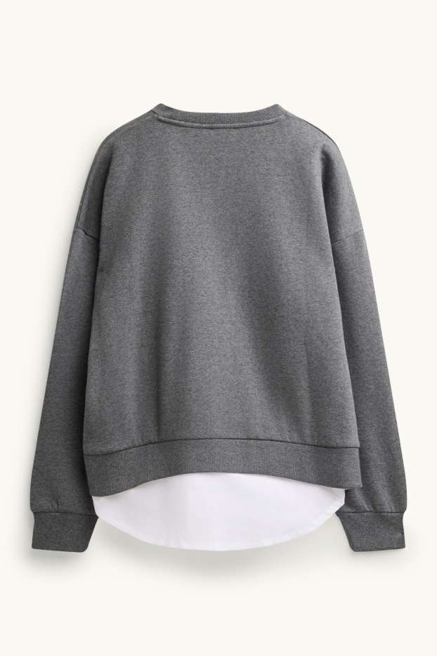 Femmes - Sweat - look 2-en-1 - gris chiné