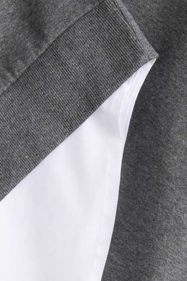 Femmes - Sweat - look 2-en-1 - gris chiné