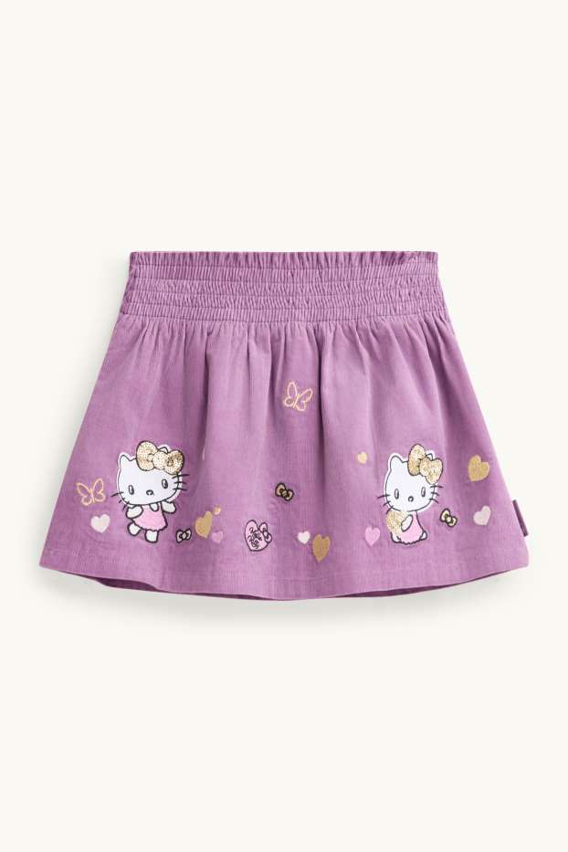 Kinder Mädchen - Hello Kitty - Cord-Rock - Glanz-Effekt - hellviolett