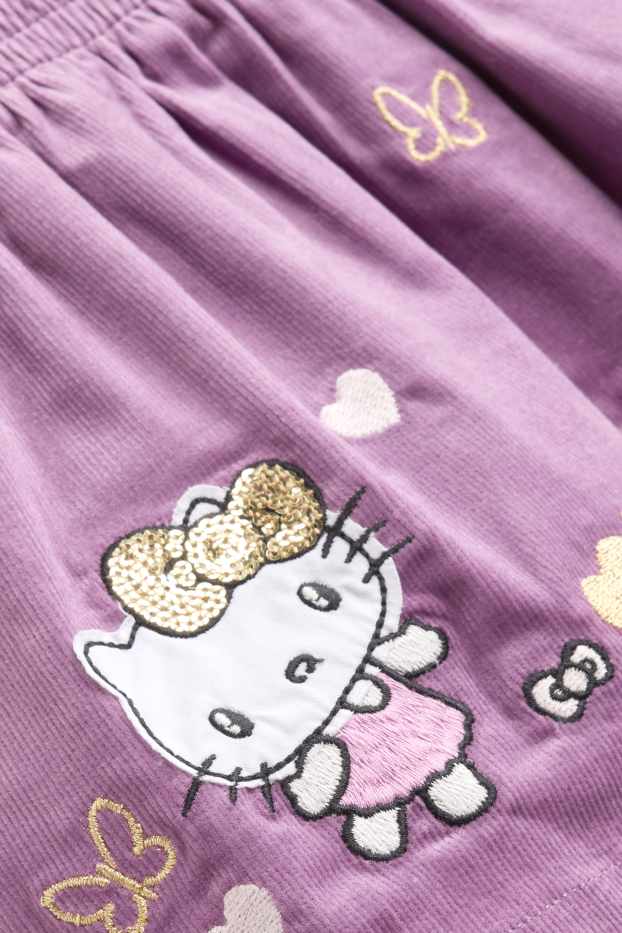 Kinder Mädchen - Hello Kitty - Cord-Rock - Glanz-Effekt - hellviolett