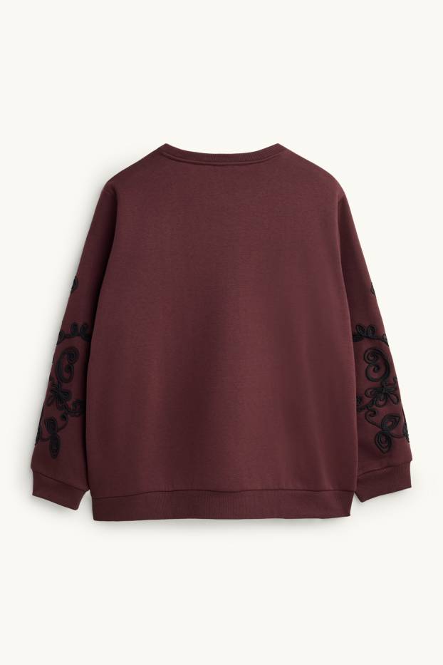 Damen - Sweatshirt - bestickt - braun