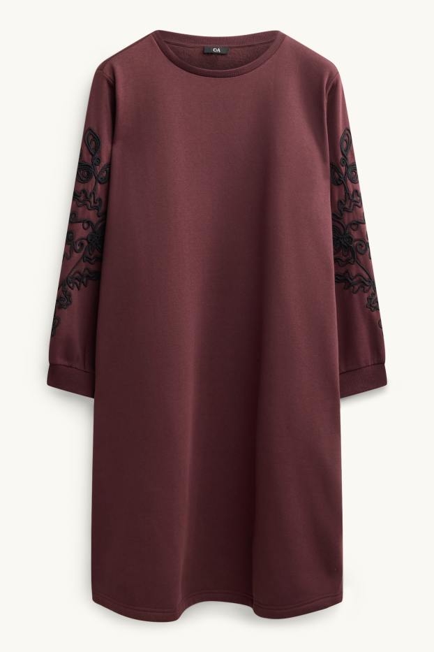 Dona - Vestit de dessuadora - straight fit - brodat - marró