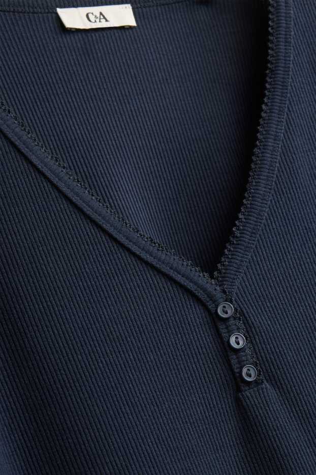 Dona - Part superior de pijama - acanalada - blau fosc