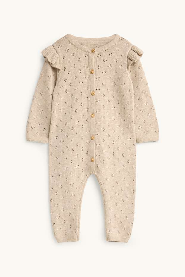Baby: meisjes - Pointelle baby-jumpsuit - beige-mix