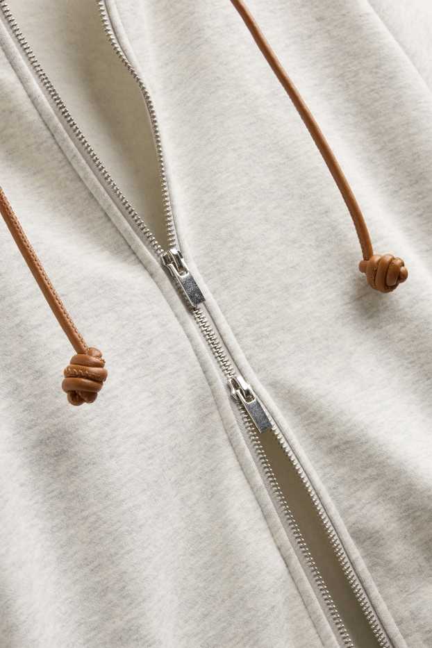 Dames - Sweatvest met capuchon - licht grijs-mix