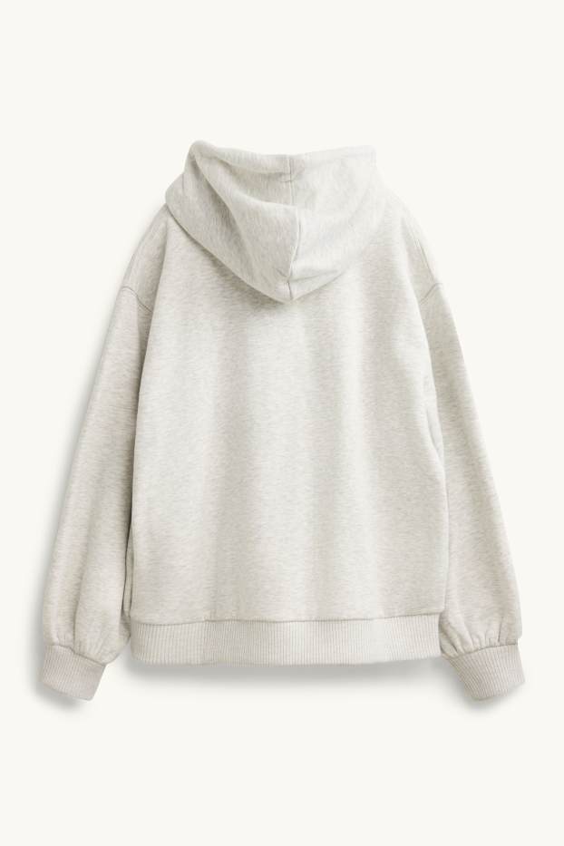 Dames - Sweatvest met capuchon - licht grijs-mix