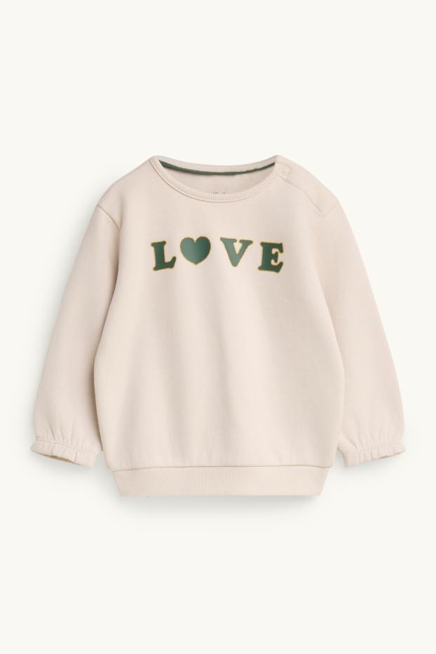 Bébés filles - Petit cœur - tenue bébé - 2 pièces - vert foncé / blanc crème