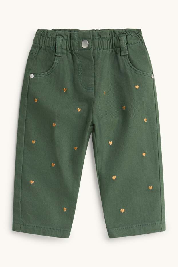 Bébés filles - Petit cœur - tenue bébé - 2 pièces - vert foncé / blanc crème
