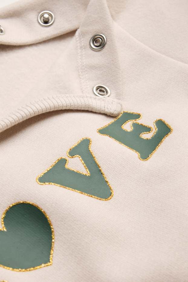 Bébés filles - Petit cœur - tenue bébé - 2 pièces - vert foncé / blanc crème