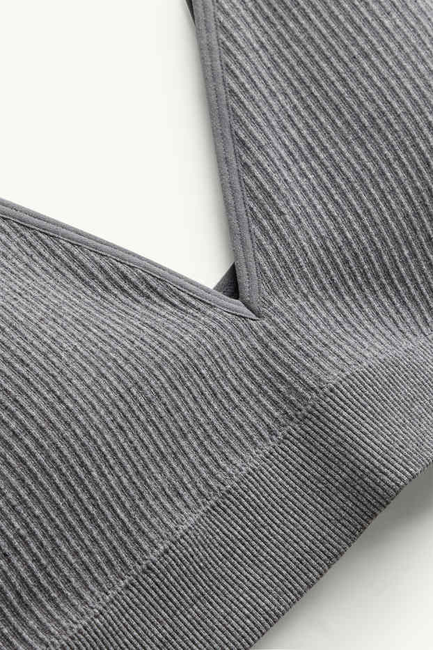 Damen - Bustier - wattiert - gerippt - seamless - grau-melange