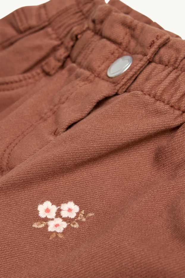 Neonate - Fiorellini - jeans per neonate - ricamati - marrone