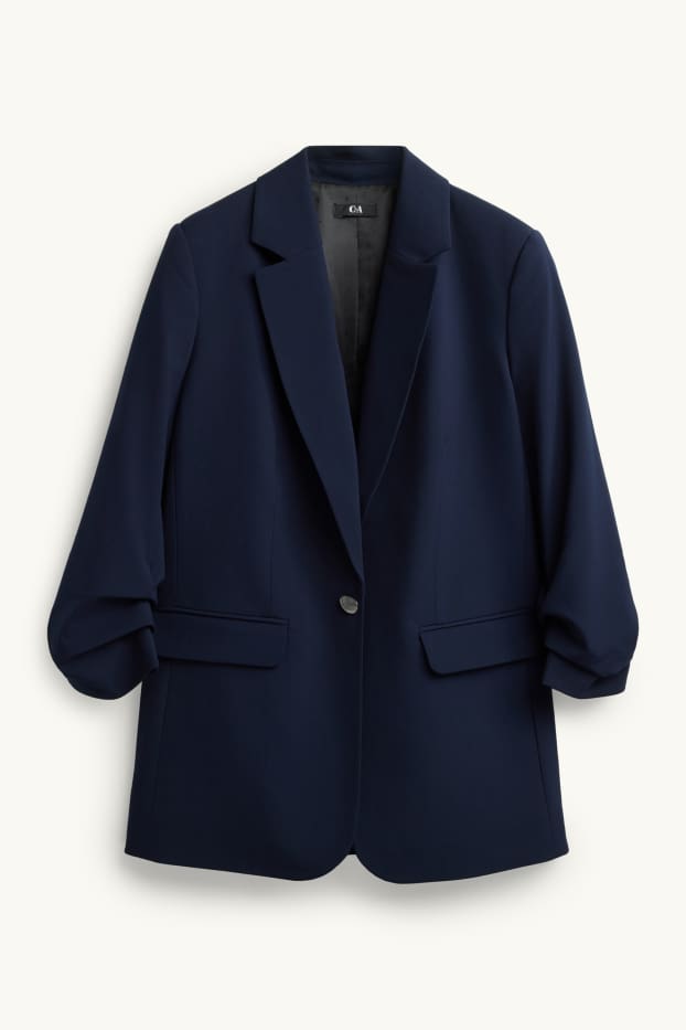 Femmes - Blazer long - regular fit - bleu foncé