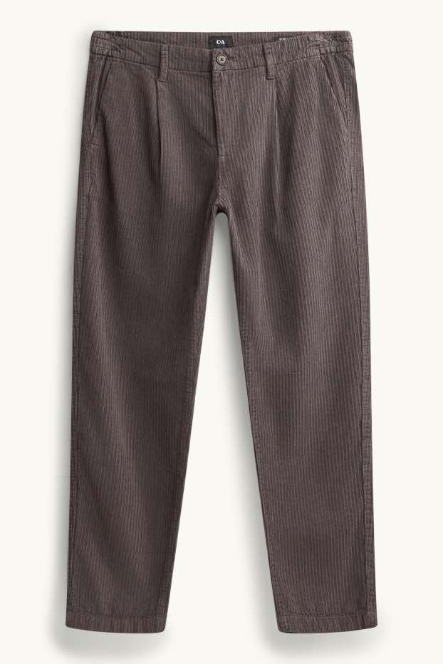 Hommes - Chino en velours côtelé - tapered fit - gris foncé