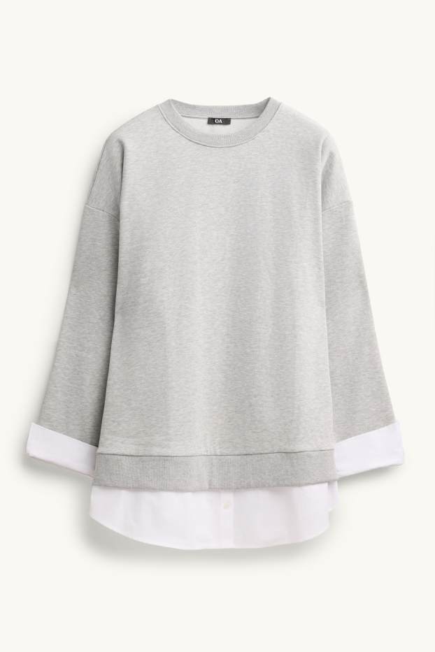 Women - Sweatshirt - 2-in-1 look - light gray