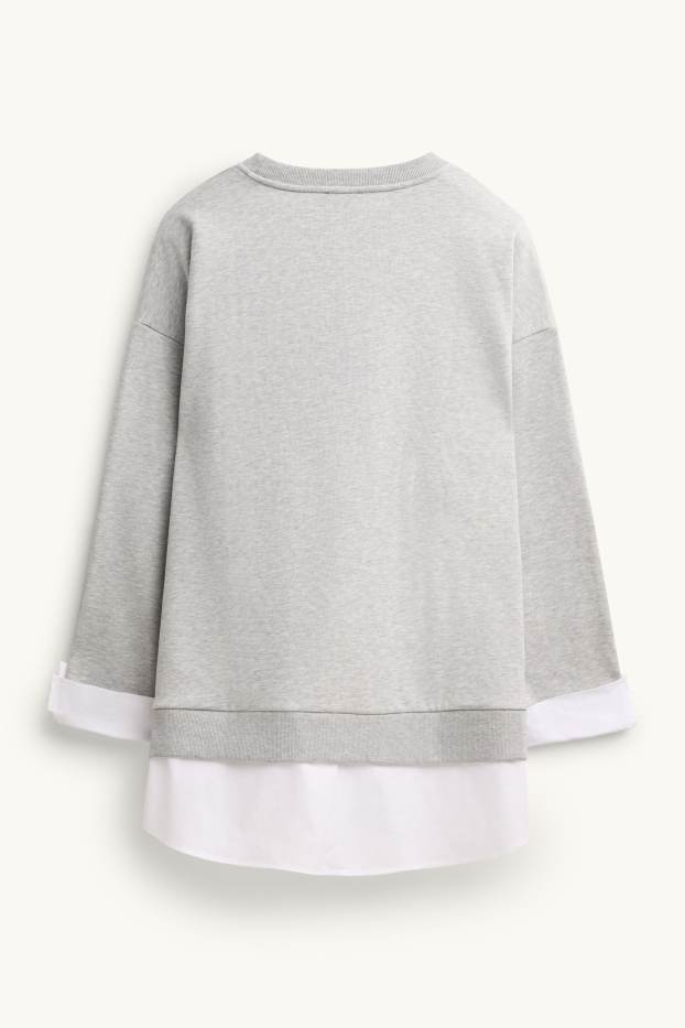 Women - Sweatshirt - 2-in-1 look - light gray