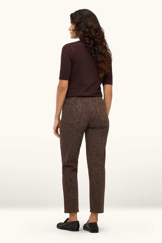 Dona - Mom Jeans - high waist -LYCRA ® - estampat de lleopard - marró fosc