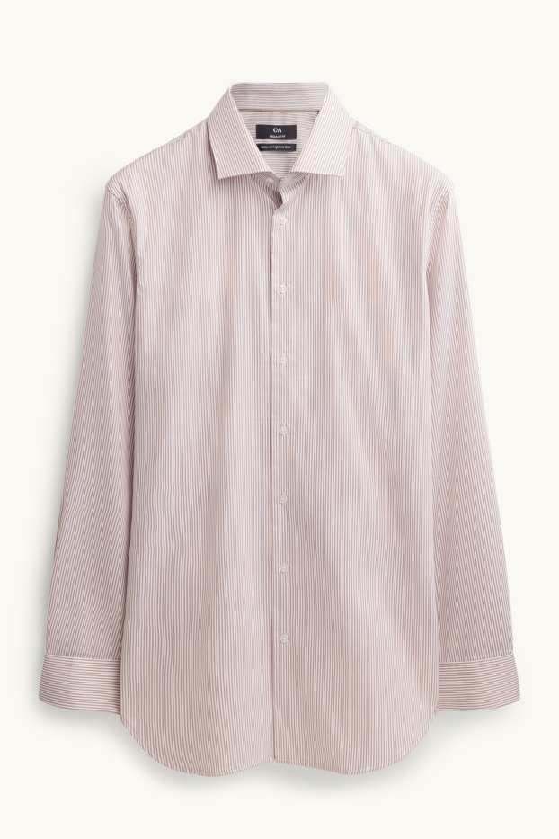 Herren - Businesshemd - Regular Fit - Kent - bügelfrei - gestreift - beige