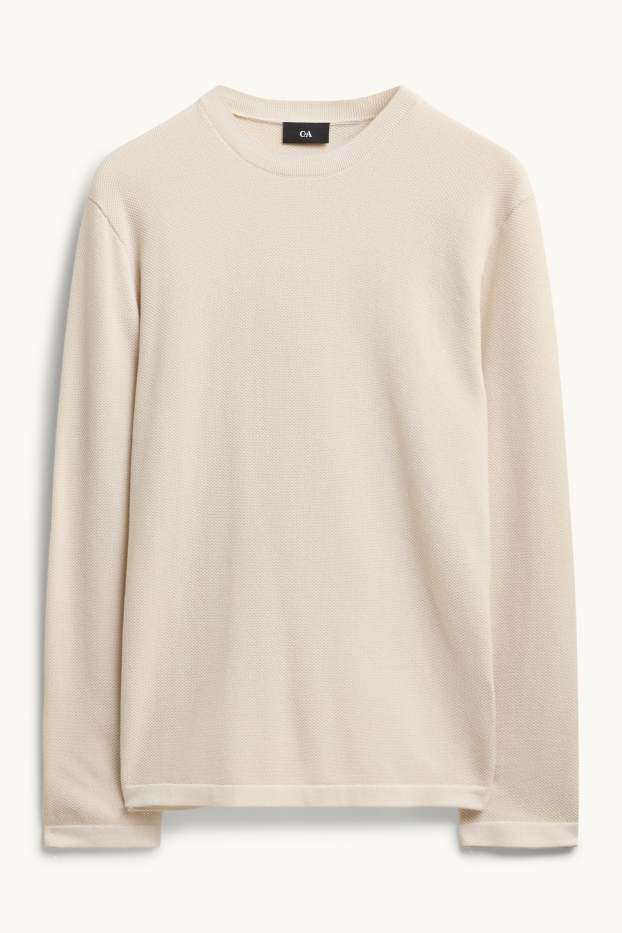 Men - Jumper - textured - cremewhite