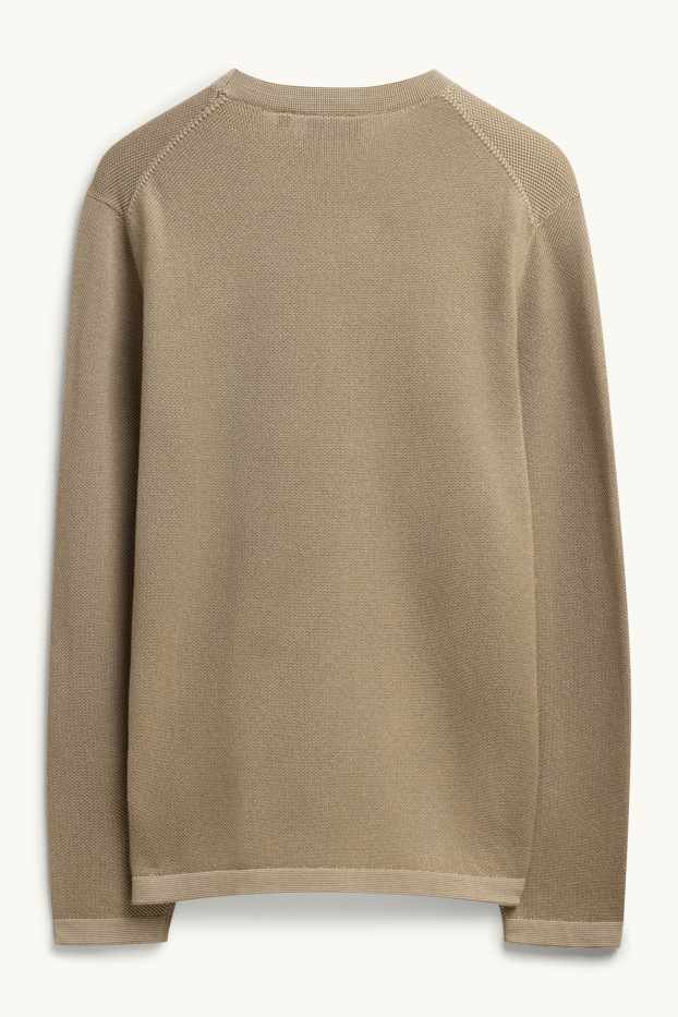 Men - Jumper - textured - beige