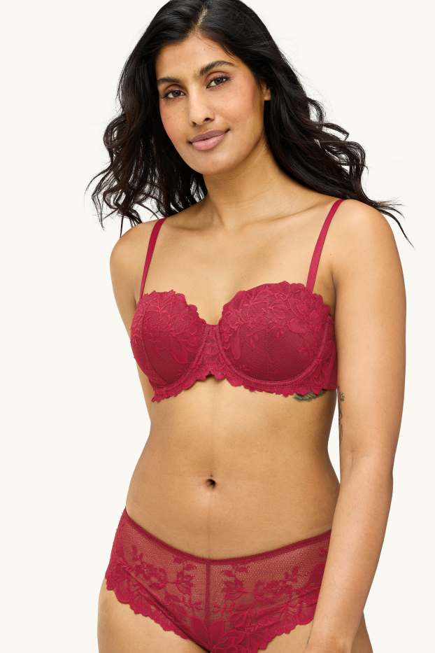 Femmes - Soutien-gorge avec armatures - BALCONETTE - ampliforme - rouge