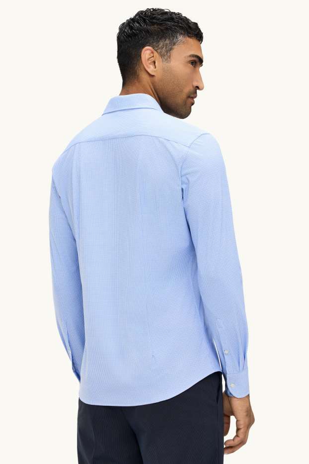 Men - Business shirt - slim fit - kent collar - Flex - patterned - light blue