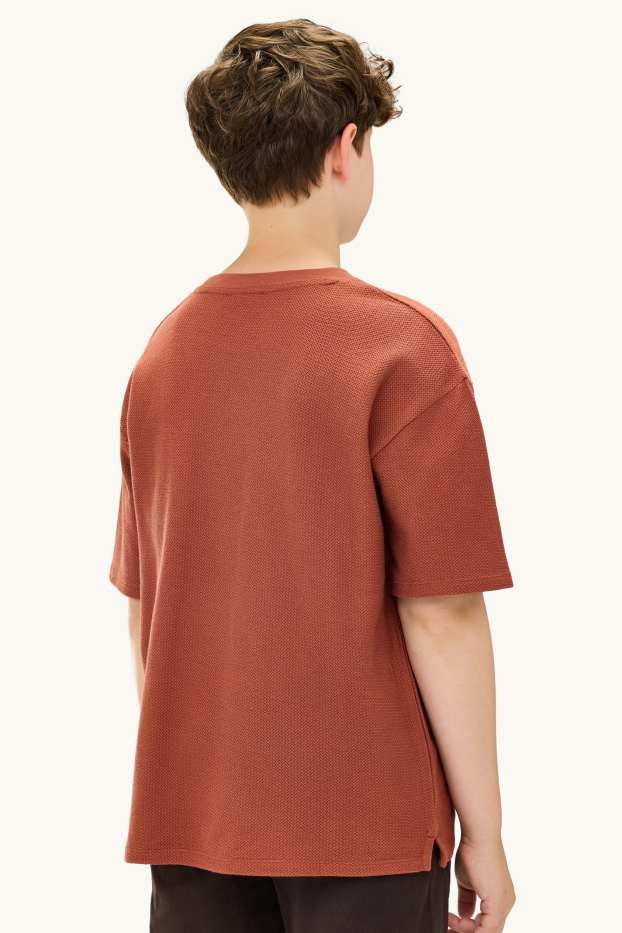 Children Boys - Short sleeve T-shirt - textured - rust