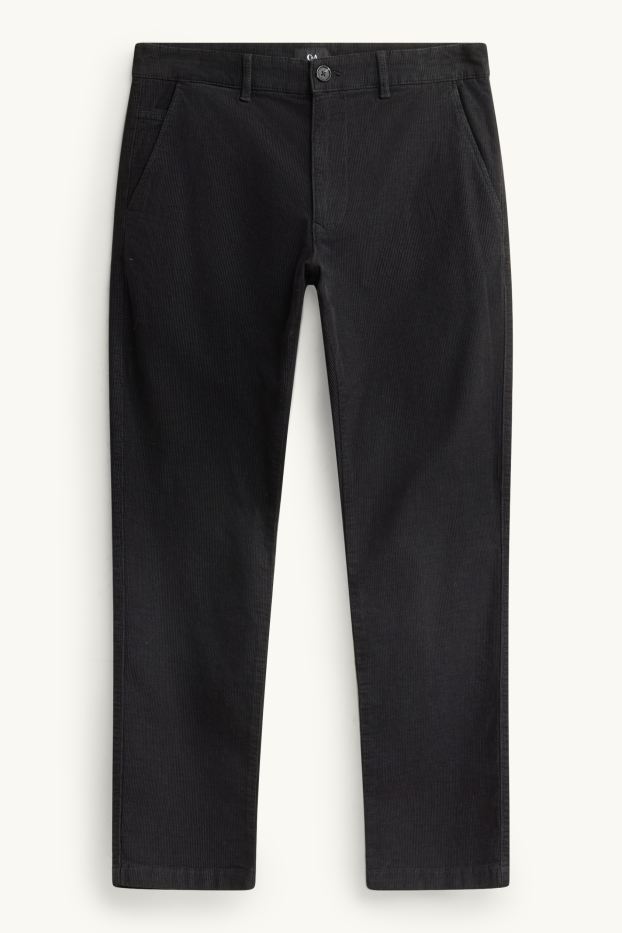 Bărbați - Chino din catifea reiată - slim fit - structurați - negru