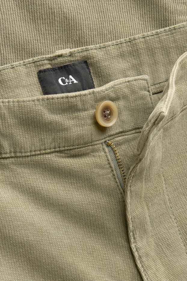 Bărbați - Chino din catifea reiată - slim fit - structurați - kaki