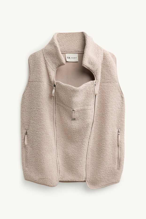 Dames - Zwangerschapsvest van fleece - met babydraagzak - licht beige