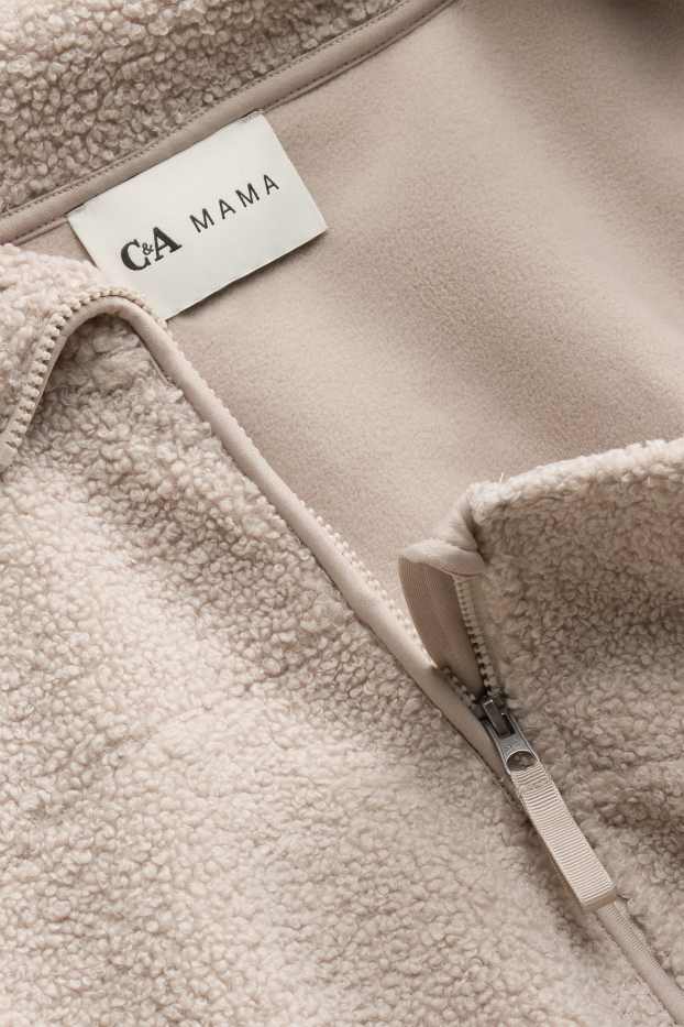 Dames - Zwangerschapsvest van fleece - met babydraagzak - licht beige