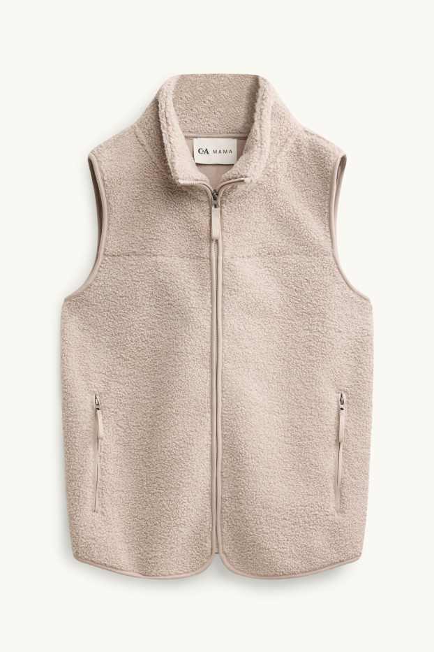Dames - Zwangerschapsvest van fleece - met babydraagzak - licht beige