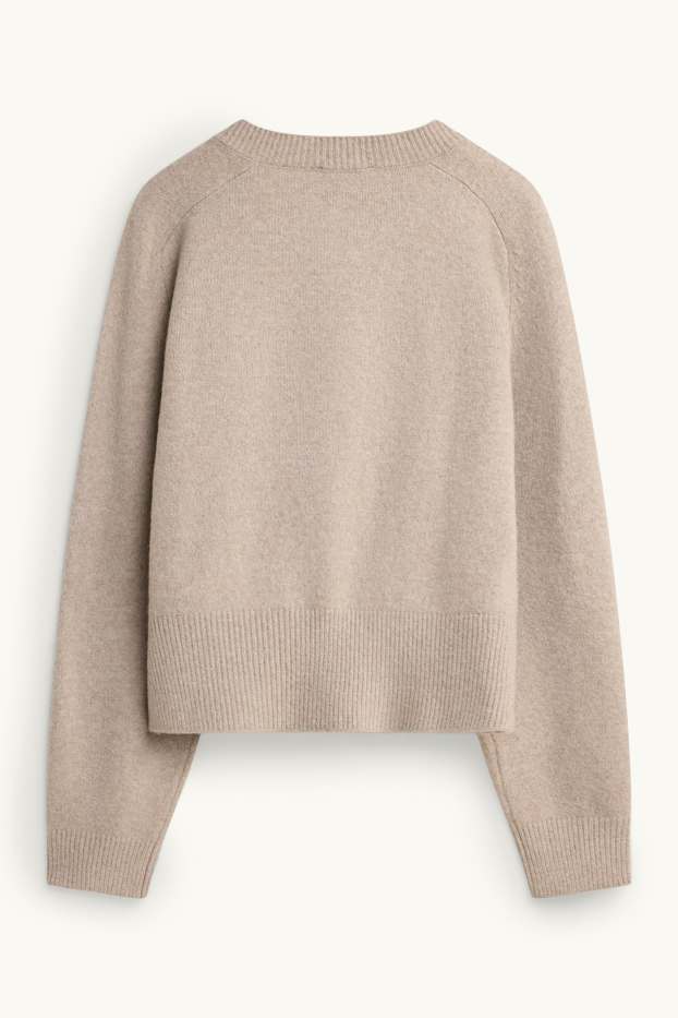 Femei - Cardigan tricotat - bej