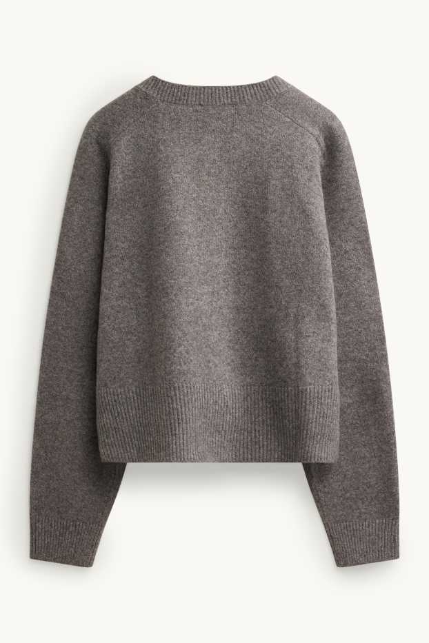 Femei - Cardigan tricotat - gri melanj
