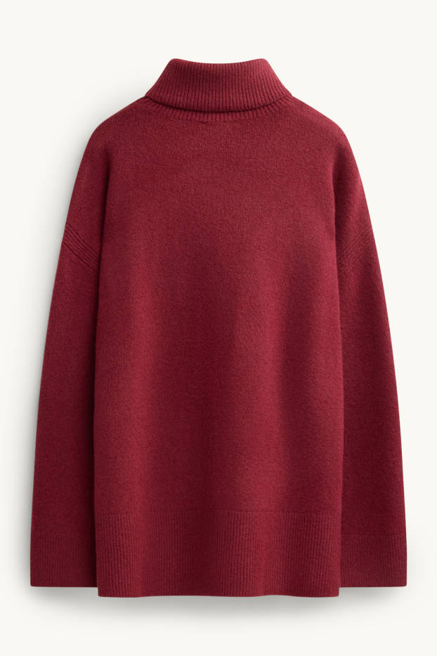 Femmes - Pull à col roulé - rouge foncé