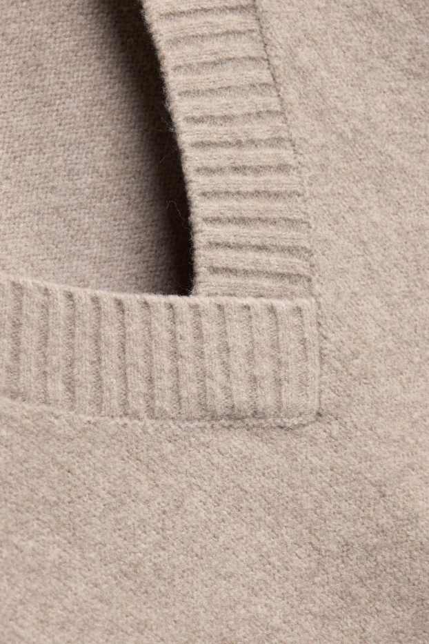 Femmes - Pull à col en V - beige chiné