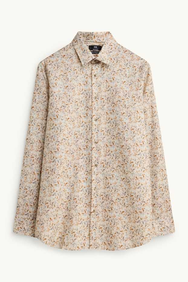 Uomo - Camicia business - regular fit - colletto all’italiana - facile da stirare - beige chiaro