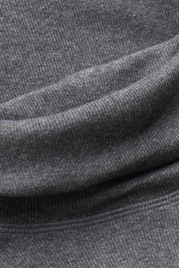 Damen - Rollkragenshirt - gerippt - dunkelgrau-melange
