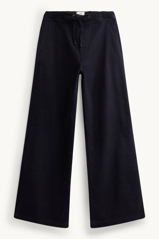 Femmes - Chenille wide leg jean - high waist - jean bleu foncé