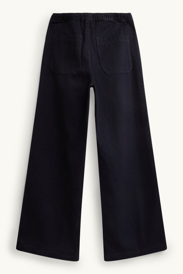 Femmes - Chenille wide leg jean - high waist - jean bleu foncé