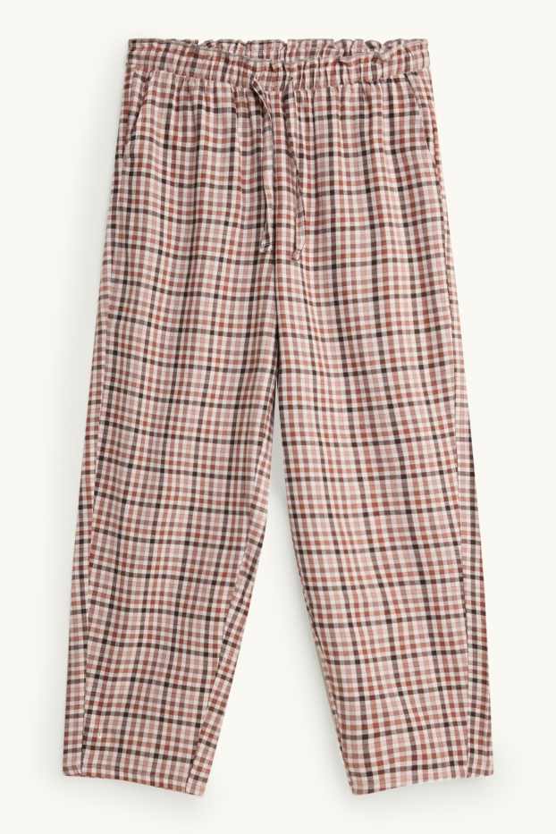 Femmes - Pantalon de pyjama en flanelle - à carreaux - marron / blanc crème
