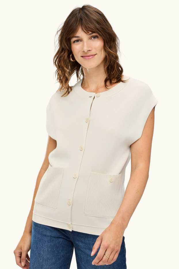 Dames - Gebreid gilet - crème wit