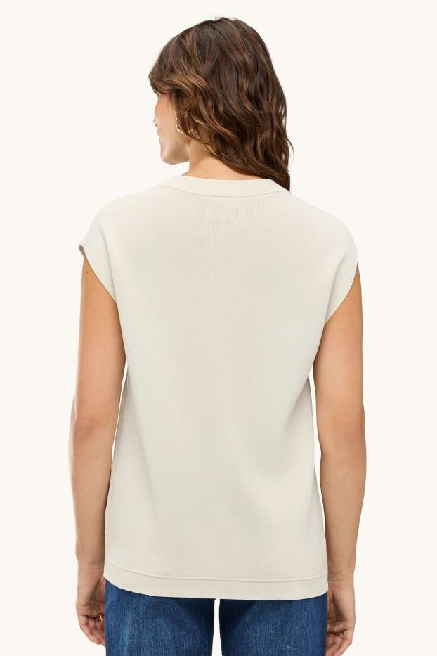Dames - Gebreid gilet - crème wit