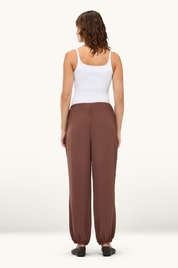 Damen - Haremshose - Mid Waist - Balloon Leg - braun