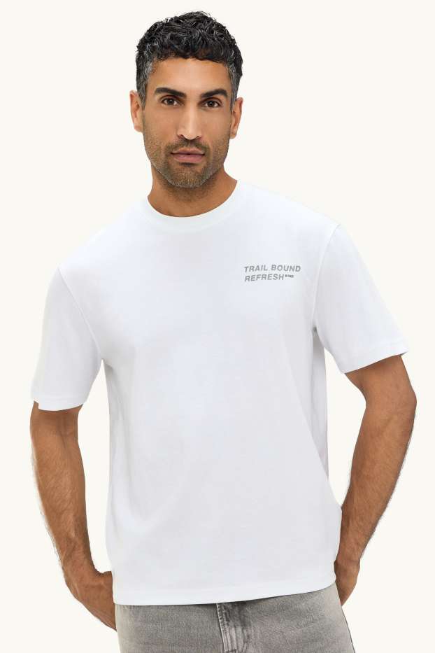 Herren - T-Shirt - Relaxed Fit - weiß / grau