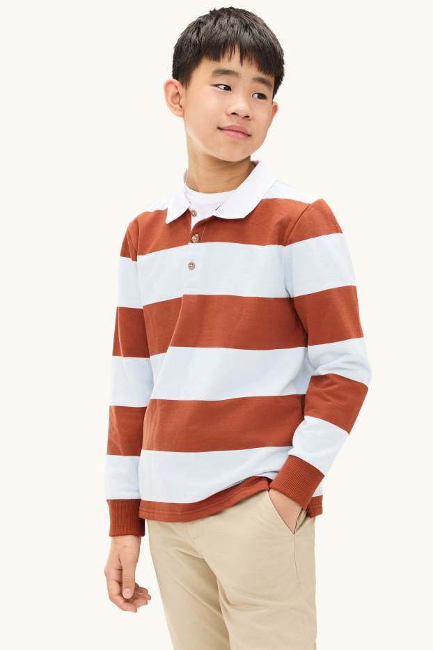 Kinder Jungen - Sweatshirt - gestreift - orange / hellblau