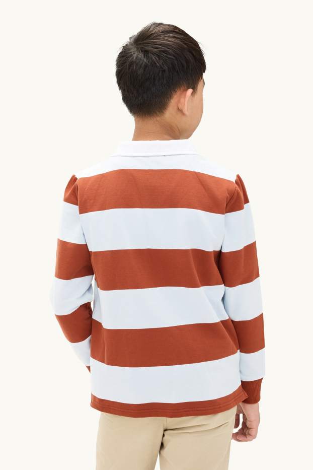 Kinder Jungen - Sweatshirt - gestreift - orange / hellblau