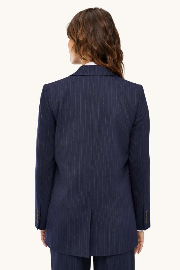 Damen - Longblazer - Regular Fit - Nadelstreifen - dunkelblau