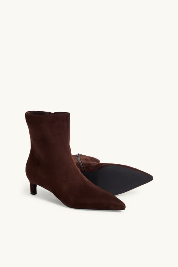 Women - Ankle boots - faux suede - brown