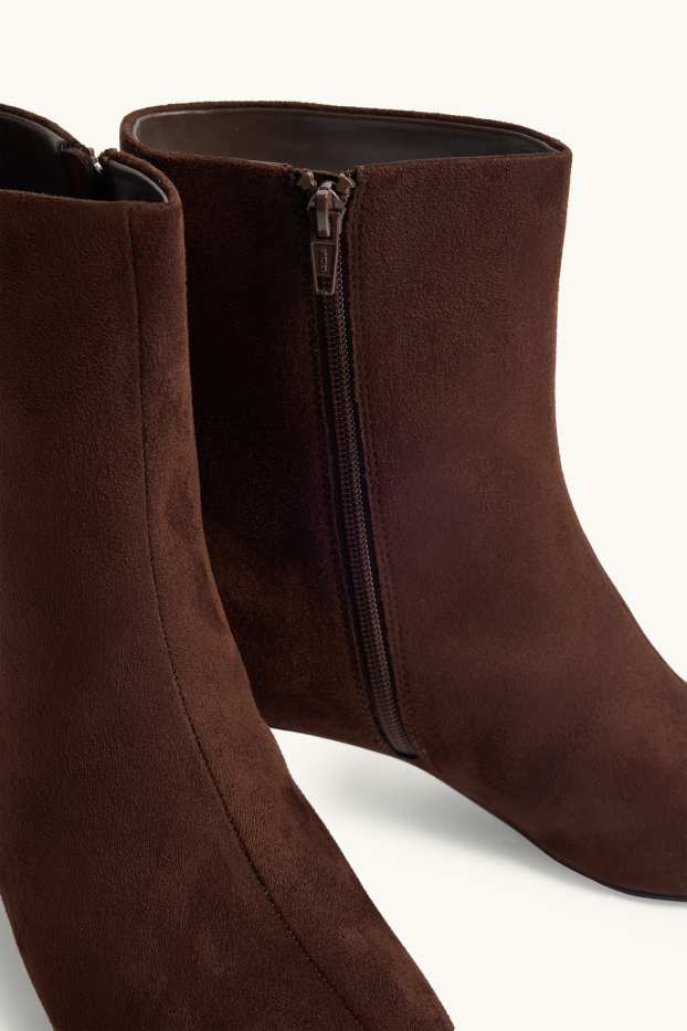 Women - Ankle boots - faux suede - brown